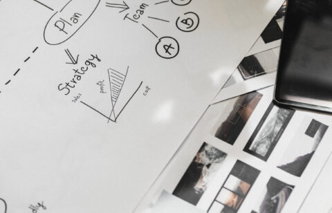 Business strategy drawn on a paper